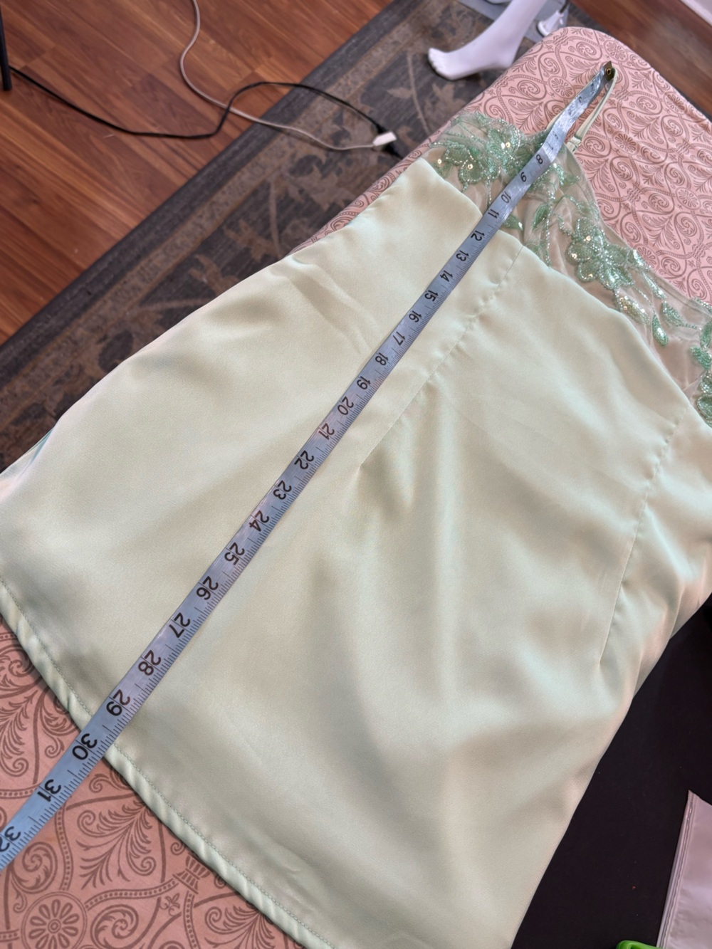 NWT New Peppermayo Zion Beaded Mini Slip Cami Dress Sage Mint Green Satin Sz 6 - Picture 5 of 14